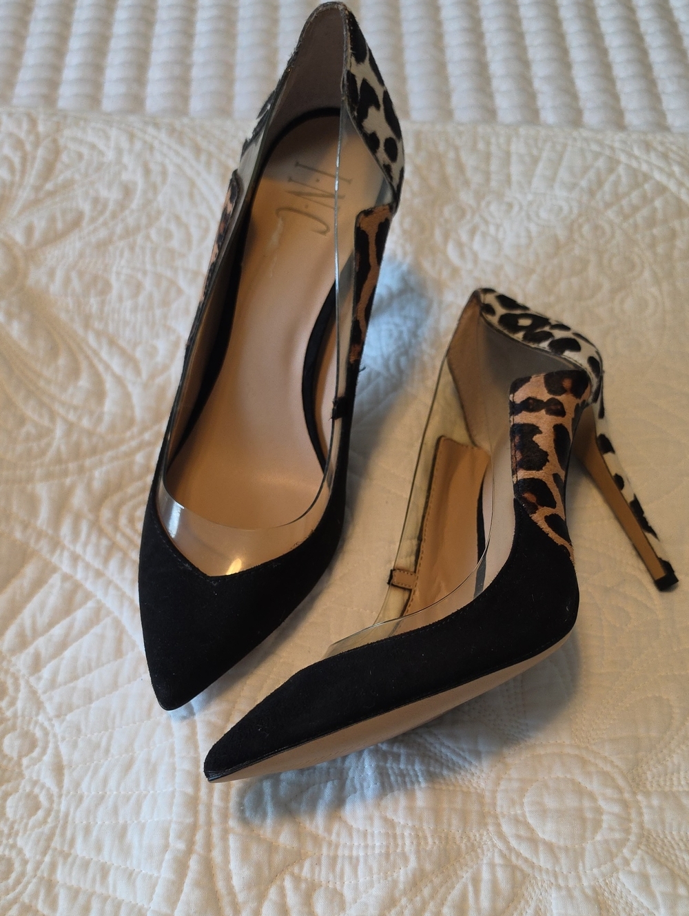 INC Black Leopard-Accent Pointed Toe Stiletto Pumps
